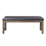 Black and Weathered Cherry Bench with Nailhead Trim B062P189064