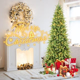 Artificial 8ft Green Christmas Tree with 1612PVC/Hard Needle Mixed Branch Tips, 500L warm white led, 98277743