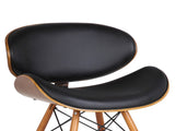 Saisce Mid-Century Dining Chair in Walnut Wood and Black Faux Leather B2736P511297
