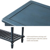 Sideboard Console Table with Bottom Shelf, Farmhouse Wood/Glass Buffet Storage Cabinet Living Room 49268147