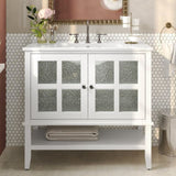 36" Bathroom Vanity with Ceramic Sink, Bathroom Vanity with Adjustable Shelf and Open Shelf, with N817P286249W