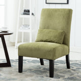 ZUN Pisano Contemporary Chenille Fabric Armless Accent Chair with Pillow, Green T2574P164500