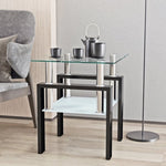 ZUN 1-Piece Modern Tempered Glass Tea Table Coffee Table End Table, Square Table for Living Room, 51857456