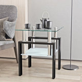 1-Piece Modern Tempered Glass Tea Table Coffee Table End Table, Square Table for Living Room, W241104199