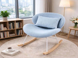25.59"W x 33.66"D x 29.53"H Indoor Teddy Fabric Rocking Chair, Soft Fluffy Lounge Rocker with White 70114682