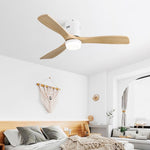 ZUN 52 Inch Decorative Ceiling Fan With 6 Speed Remote White 3 Solid Wood Blades Reversible DC Motor For W934P145932