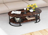 2-Tier Coffee Table with Metal Frame, 1005045 cm Robot Vacuum Friendly Accent Table, 88 lbs 18288124
