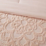 3-Piece Tufted Cotton Chenille Medallion Comforter Set Blush Full/Queen B03597075