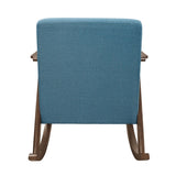 Modern Home Furniture 1pc Rocking Chair Blue Fabric Upholstered Dark Walnut Finish Wood Cushion Seat B011P255256