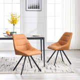 ZUN Dining Chair,Thickened fabric chairs with metal legs Set of 2,Brown W1249P243513