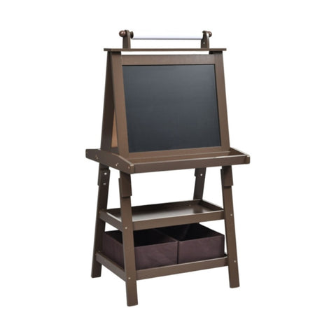 ZUN 3-in-1 Double-Sided Storage Art Easel Brown 44897206