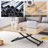 Modern minimalist multifunctional lift table with 0.8-inch MFC tabletop and black metal legs, can be W1151P149702