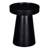 Glam 16 in. Solid Wood Round Pedestal End/Side Table, Living Room Sofa Side Accent Table, Black B011P217873