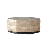 Octagon Coffee Table,38" Retro Style Wood Center Table with Three-Dimensional Embossed W3158P297432