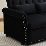 Artemax 55'' Modern Shiny Velvet Convertible Loveseat Sleeper Sofa Couch w/ 2 Lumbar Pillows, W668100737