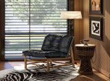 Oxford 26.5" Leather Mid-Century Modern Accent Chair, Noir Black Leather B2719P290775
