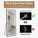 64 inch x 21 inch full-length vertical mirror with LED light, illuminated floor mirror with bracket, W2709P305306