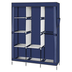 ZUN 71" Portable Closet Wardrobe Clothes Rack Storage Organizer with Shelf Blue 23488326