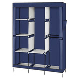 ZUN 71" Portable Closet Wardrobe Clothes Rack Storage Organizer with Shelf Blue 23488326