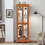 ZUN Lighted Glass Curio Display Cabinet,Display Cabinet,Glass Storage Cabinet Glass Wine cabinet Wood W2275P178797