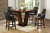 Swivel Counter Height Chairs Set of 2, Dark Brown Faux Leather Upholstered Wooden Dining Furniture B011P321296