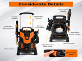 Orange Black 2300 PSI Electric Pressure Washer with 4 Quick-Connect Nozzles & Soap Bottle, 1900W 28713643