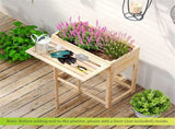 Solid Fir Wood Raised Garden Bed, Foldable Side Table DIY Paintable Planter Box for Herbs 47776973