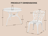 3 PCS Outdoor Bistro Set, All-Weather Cast Aluminum Butterfly Bistro Table and Chairs Set of 2, 53227481