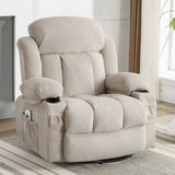 Swinging recliner massage heated sofa, with USB and 2 cup holders in side pockets, W1807P298192