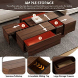 Rectangular Sliding Top Coffee Table with 2 Drawers and 2 Hidden Storage for Living Room 47.2" N735P250955D