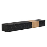 ZUN ON-TREND TV Stand with Faux Marble and Walnut Wood Grain Finish for TVs up to 88'', Modern WF320812AAB