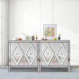 Storage Cabinet With Mirror Trim And Diamond Shape Design Spliced Combination For Living Room, W1445103593