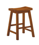 Casual Dining 24-inch Counter Height Stools 2pc Set Saddle Seat Solid Wood Oak Finish Home Furniture B01151972