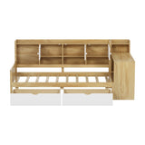 Wooden L-Shape Daybed with Seven Storage Cabinets and Two Storage Drawers, Multi-functional Bed with 67327891