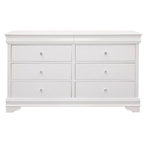 ZUN Traditional Design Bedroom Furniture 1pc Dresser of 6x Drawers Faux Alligator Embossed Fronts White B01171517