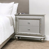 Champagne 2-Drawer Nightstand with Sparkling Trim B062P215406