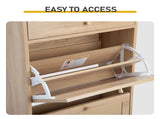 Rattan-covered shoe cabinet with 1 drawer and 2 flip-top drawers, made of particleboard, 60958170
