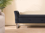 67.91"Wide Velvet Storage Soft Bench with Armrests for Living Room, Entryway and Bedroom. Black W3118P272641