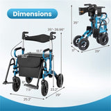 New 2-in-1 Foldable Rollator Walker with 9 Inch Pneumatic Tires 84587751