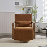 30.3"W Swivel Modern Upholstered Accent Chair with Solid Wood Armrests and 360 Degree Comfy Lounge W1298P246436