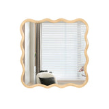Solid Wood Wavy Square Mirror-Natural Wood 36" x 36" Modern Mirror Wall Decor for Bathroom, Bedroom, W1445P189618