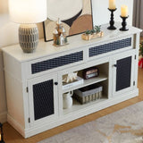 ZUN Embossed Pattern TV Stand, TV and Media Console with Open and Closed Storage Space and sliding door W1758P231682