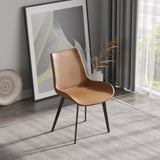 Modern Dining Chair Living Room Black Metal Leg Dining Chair-Brown-2pcs/ctn W153565883