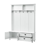 ON-TREND Modern Style Hall Tree with Storage Cabinet and 2 Large Drawers, Widen WF306450AAK