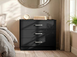 3-Drawer Chest with Textured Finish Drawer Dresser 22.05*12.99*25.98in Black 56794747