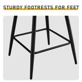 2 Pcs Black PU Swivel Bar Stools with Removable Backrest & Bentwood Back Panel, Metal Legs 45406372