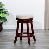 24" Counter Stool, Cherry Finish, Beige Fabric Seat B04660662