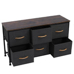 ZUN 3-Tier Wide Drawer Dresser, Storage Unit with 6 Easy Pull Fabric Drawers and Metal Frame, Wooden 46440438