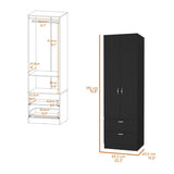 ZUN Tall Mayer Wardrobe in Melamine with Two Doors and Two Drawers B128P203059