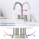 ZUN 2 Handles Bathroom Sink Faucet, Brushed Nickel Centerset RV Bathroom Faucets for 3 Hole [pop-up 43654046